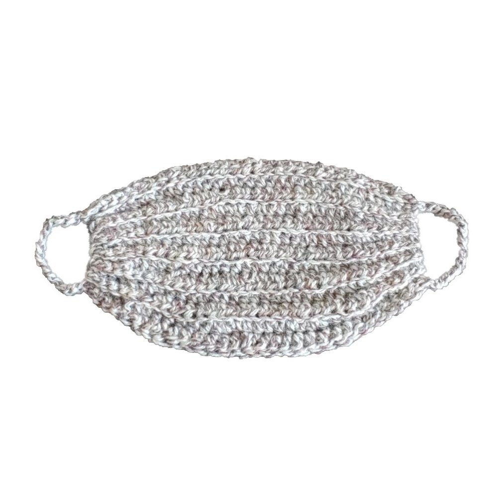 Brown & White Handmade Crochet Face Mask